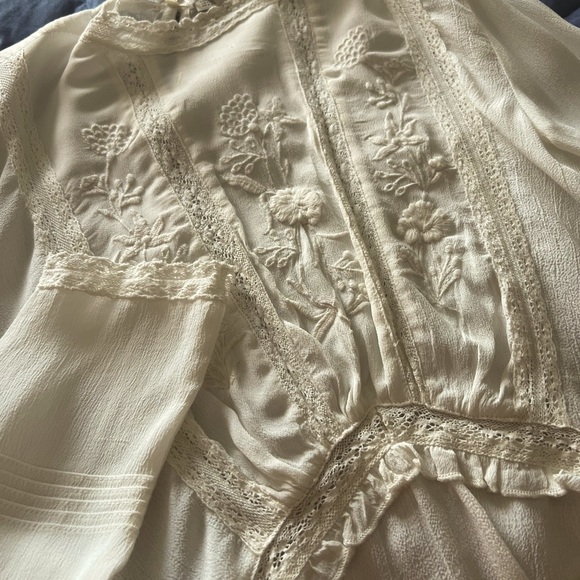 Zara Basic White bohemian feminine peasant blouse - Picture 5 of 9